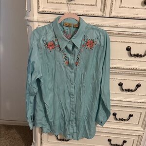 Wrangler Light Blue Embroidered Shirt